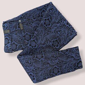7 For All Mankind Blue Floral Lace Pants